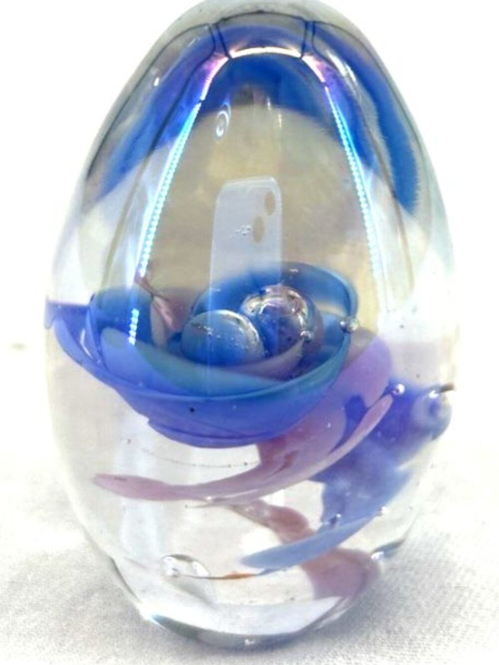 Mt St Helens Ash Paperweight Swirl Iridescent Art Glass Volcanic 2.5" Vintage